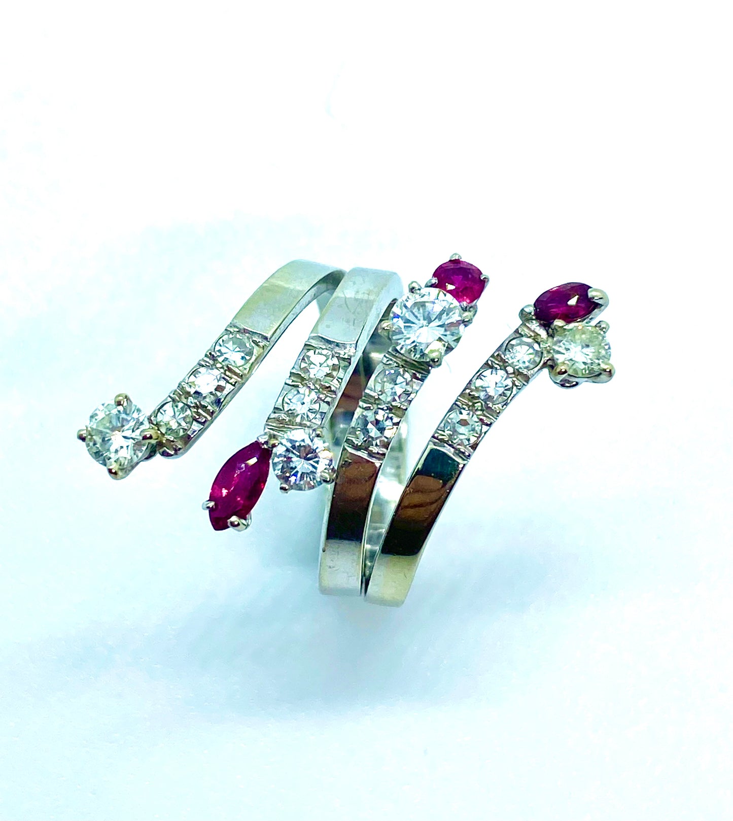 Ruby and diamonds design snake ring