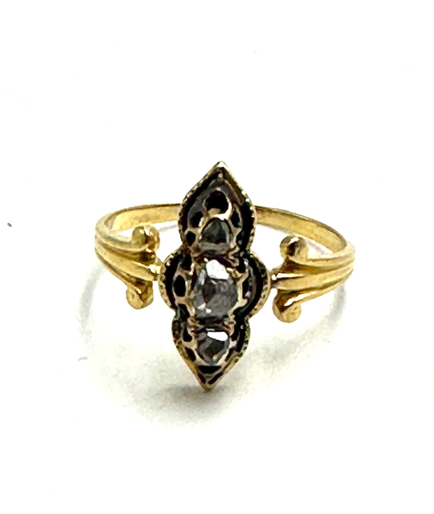 Victorian diamonds and black enamel ring