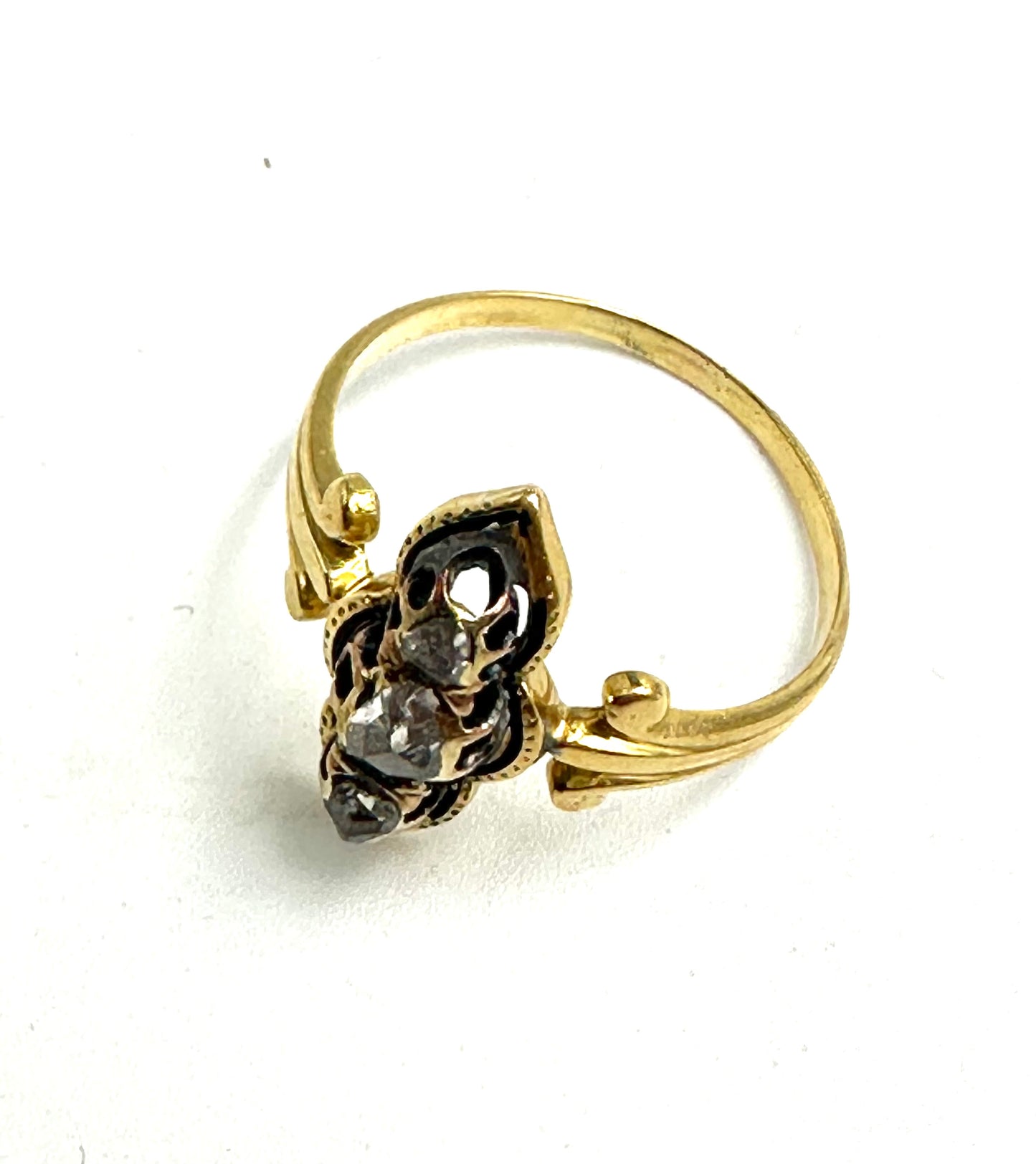 Victorian diamonds and black enamel ring