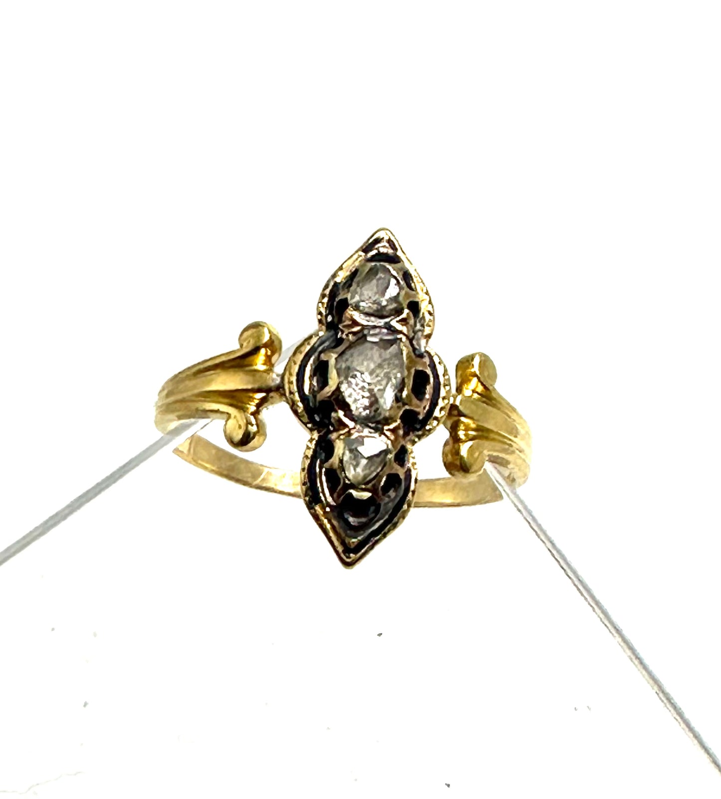 Victorian diamonds and black enamel ring