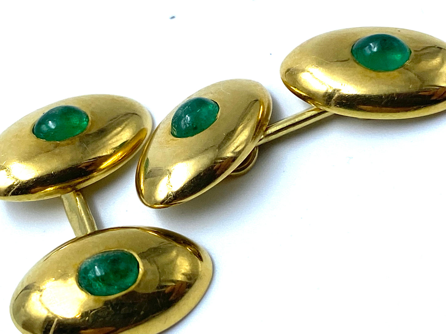 Cabochon emerald cufflinks