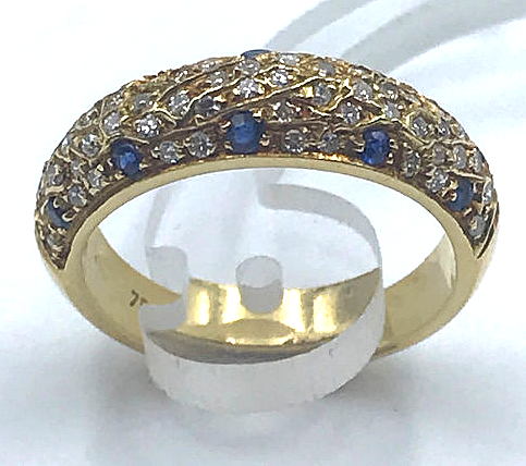 Sapphires and diamonds river ring