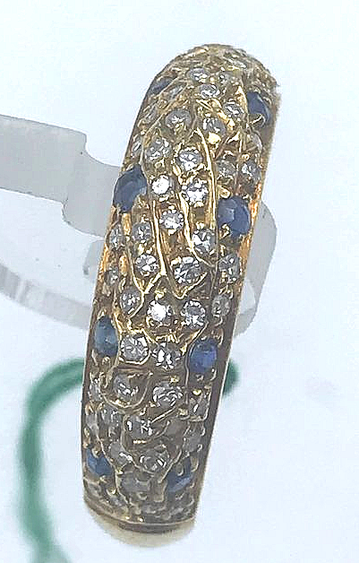 Sapphires and diamonds river ring