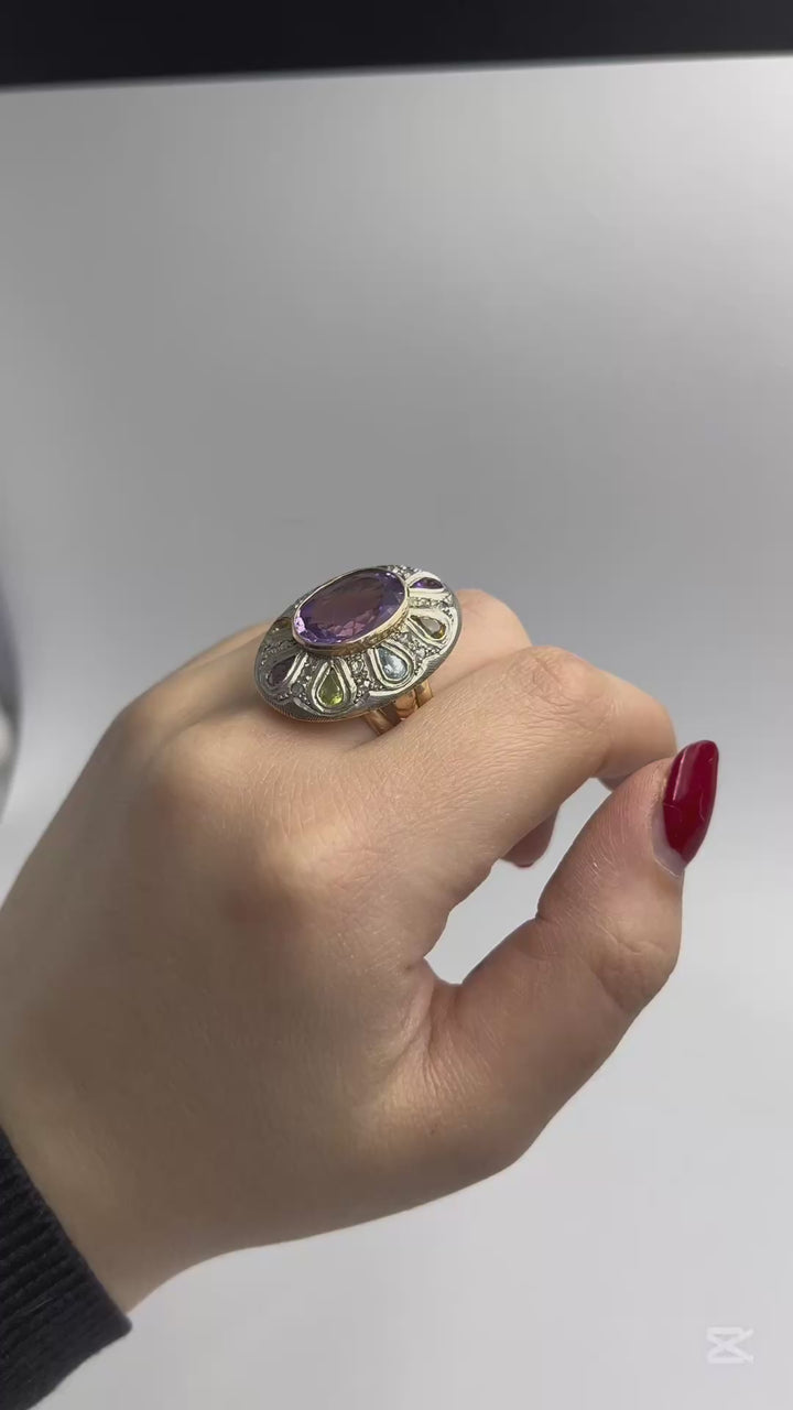 Anello Artistico con Pietre Multicolori
