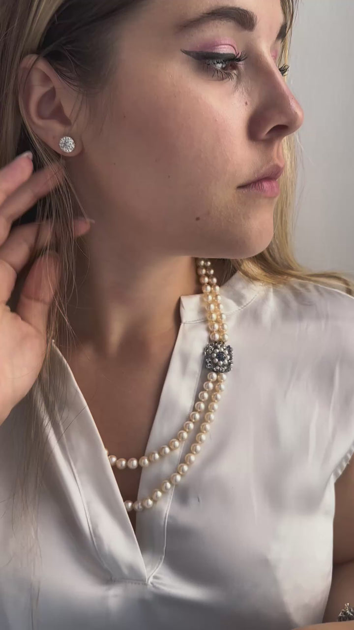 Splendida collana di perle a doppio filo