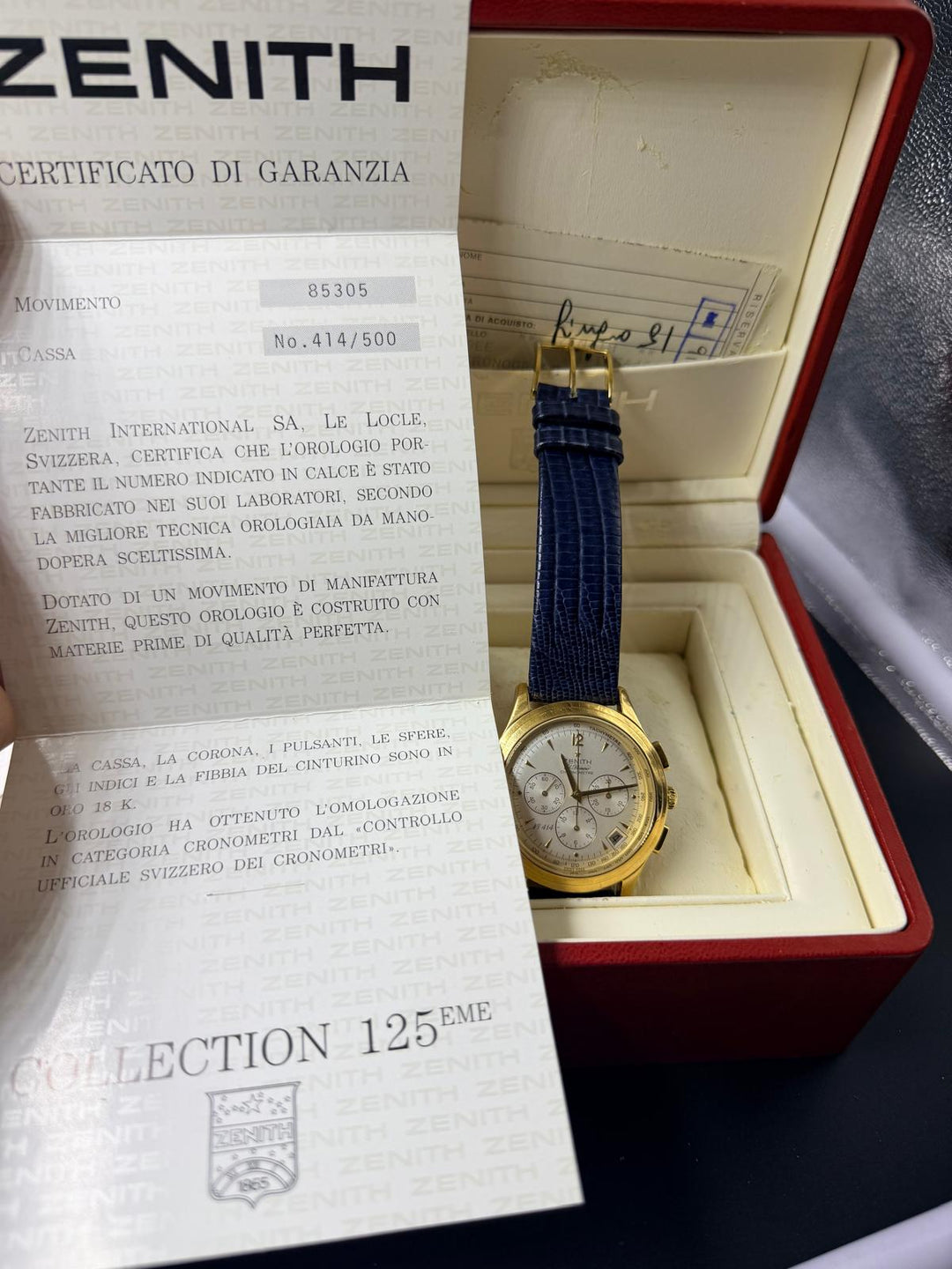 ZENITH EL PRIMERO "CENTENAIRE" — COLLEZIONE 125° ANNIVERSARIO | N° 414/500