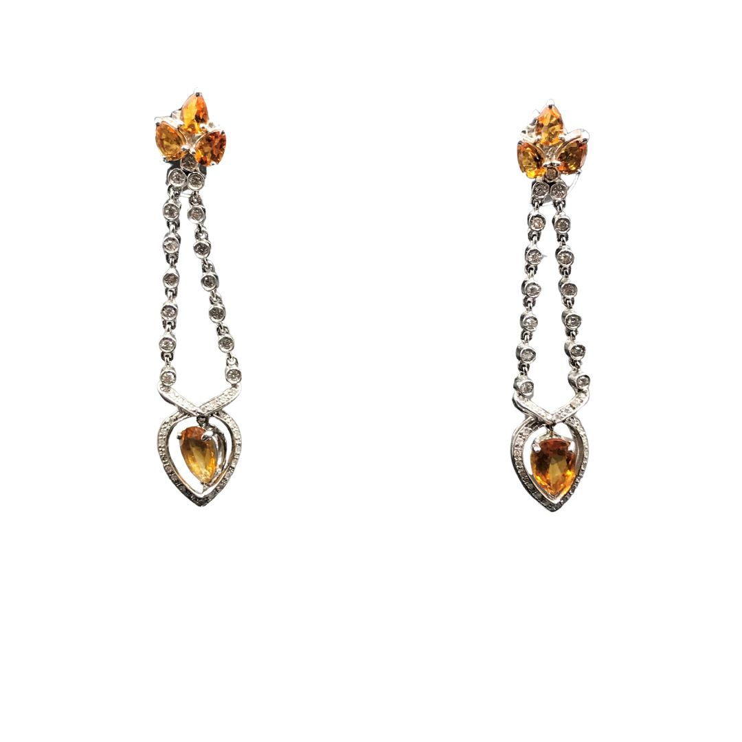 Pendant and earrings - diamonds and topaz